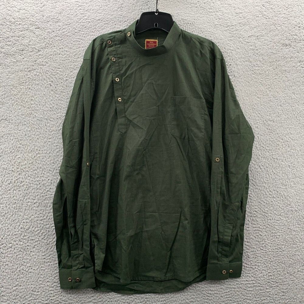 AJAY ARVINDBHAI KHATRI Shirt Womens XL Button Up Green Indian